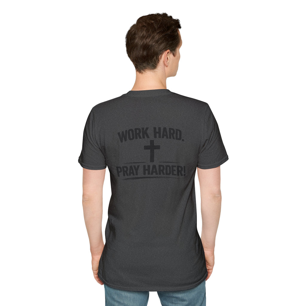 Work Hard Pray Harder T-Shirt — Christian Faith Shirt with Cross (Hilltop)