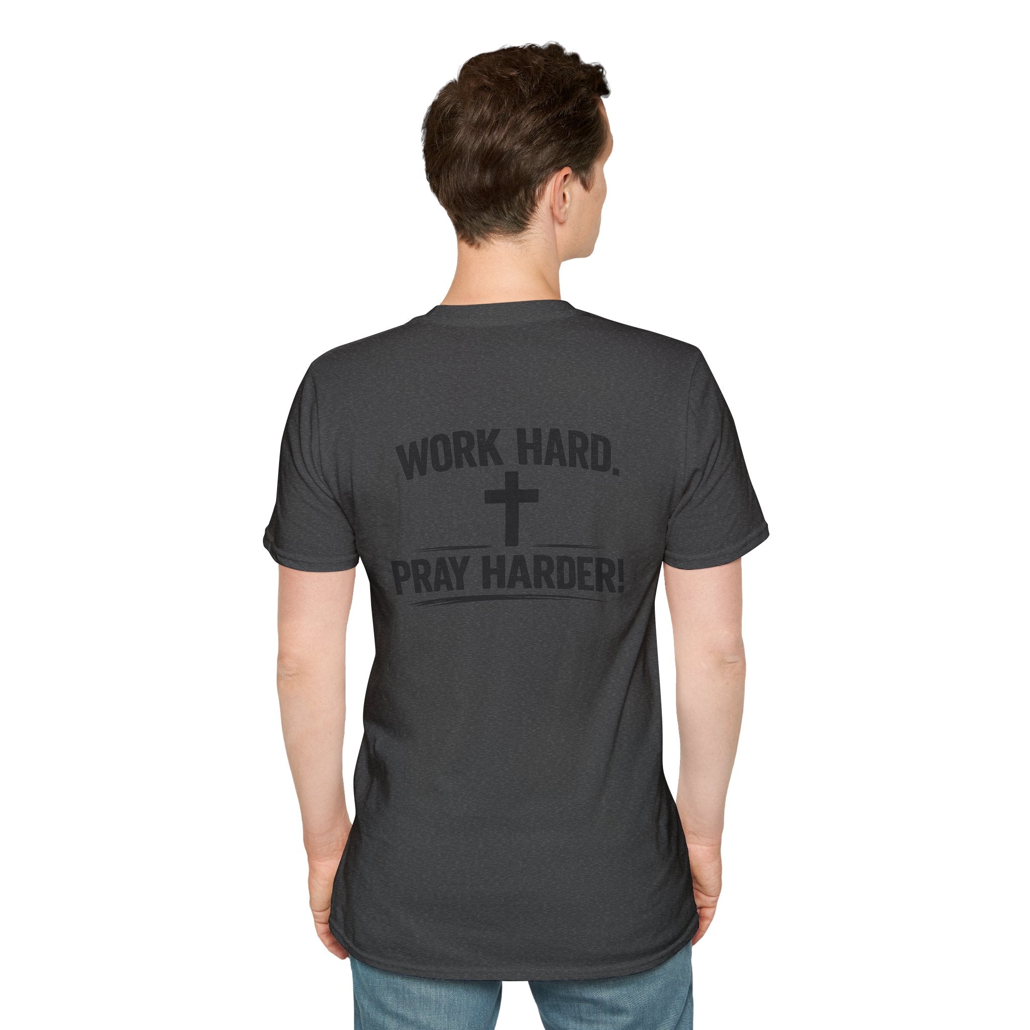 Work Hard Pray Harder T-Shirt — Christian Faith Shirt with Cross (Hilltop)