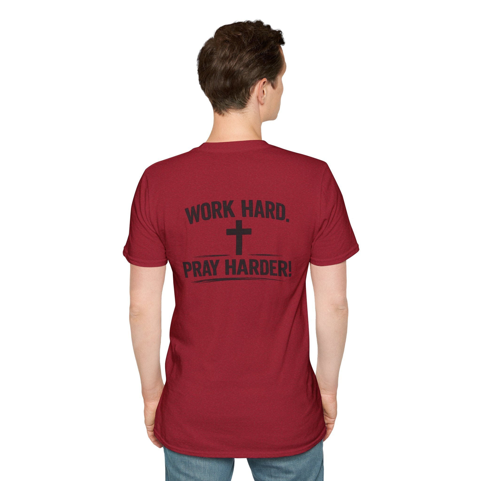 Work Hard Pray Harder T-Shirt — Christian Faith Shirt with Cross (Hilltop)