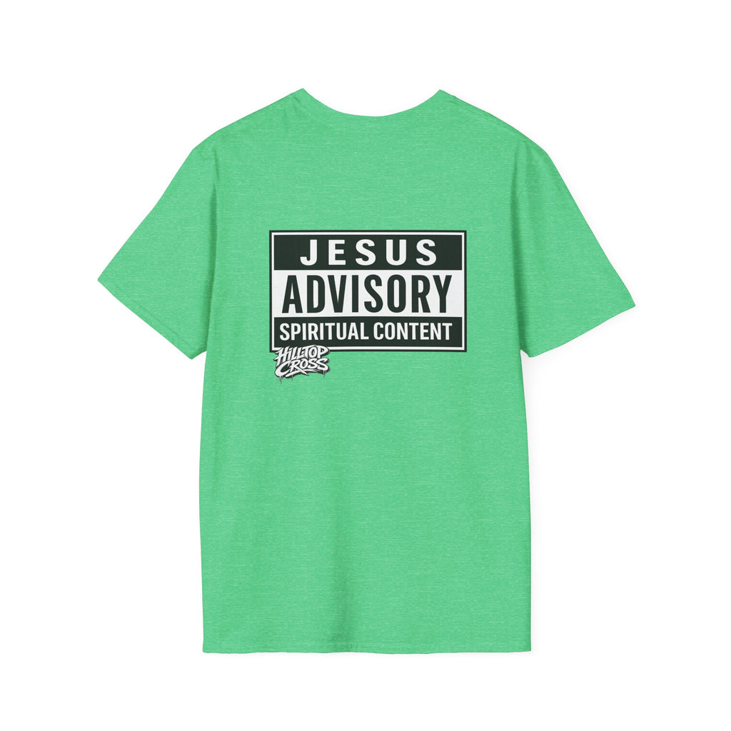 Christian T-Shirt — "Jesus Advisory: Spiritual Content" Graphic Tee