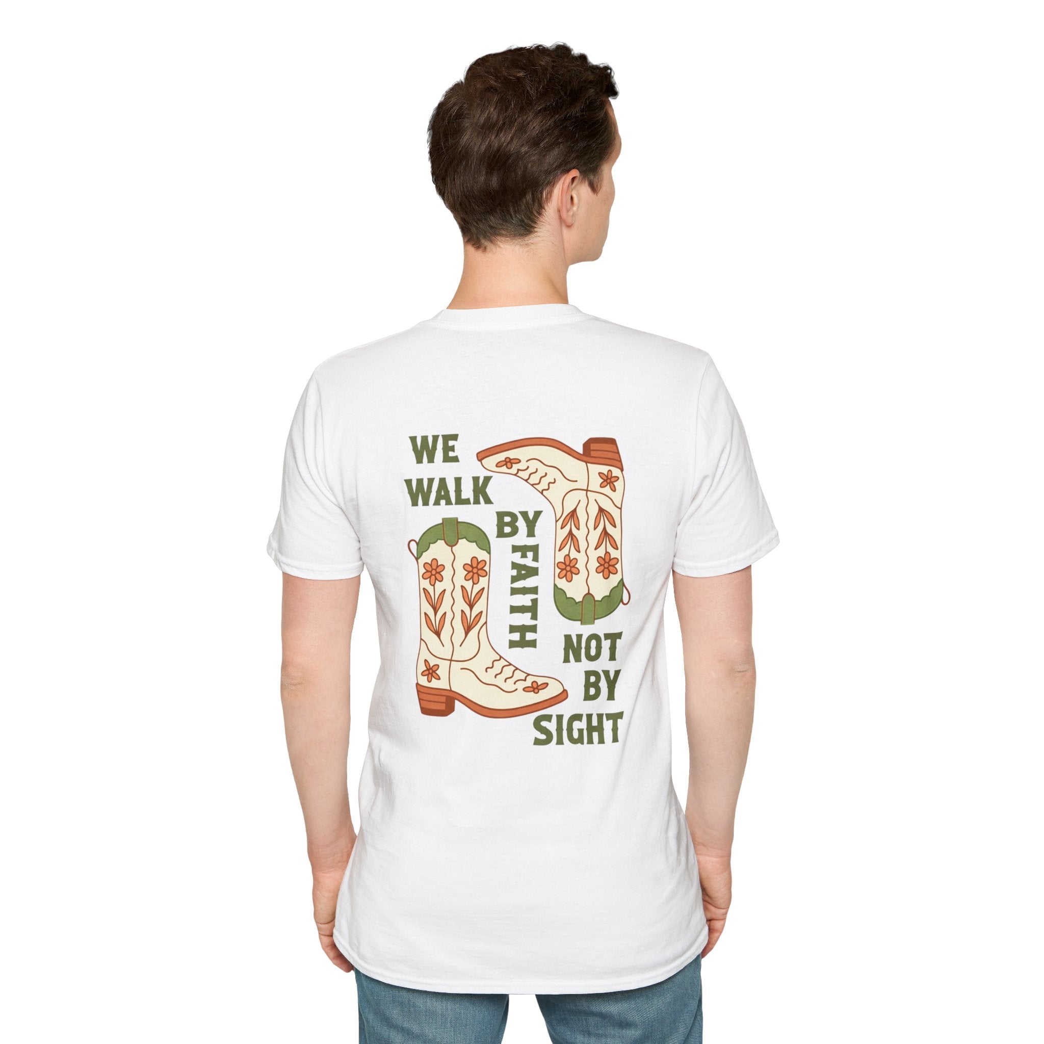 Walk By Faith T-Shirt — Christian Cowboy Boots Graphic Tee