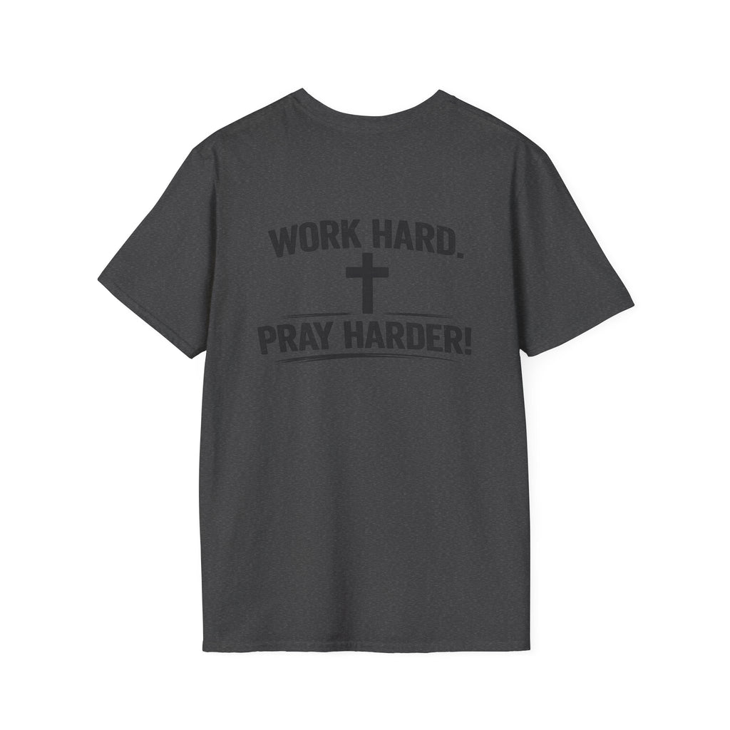 Work Hard Pray Harder T-Shirt — Christian Faith Shirt with Cross (Hilltop)