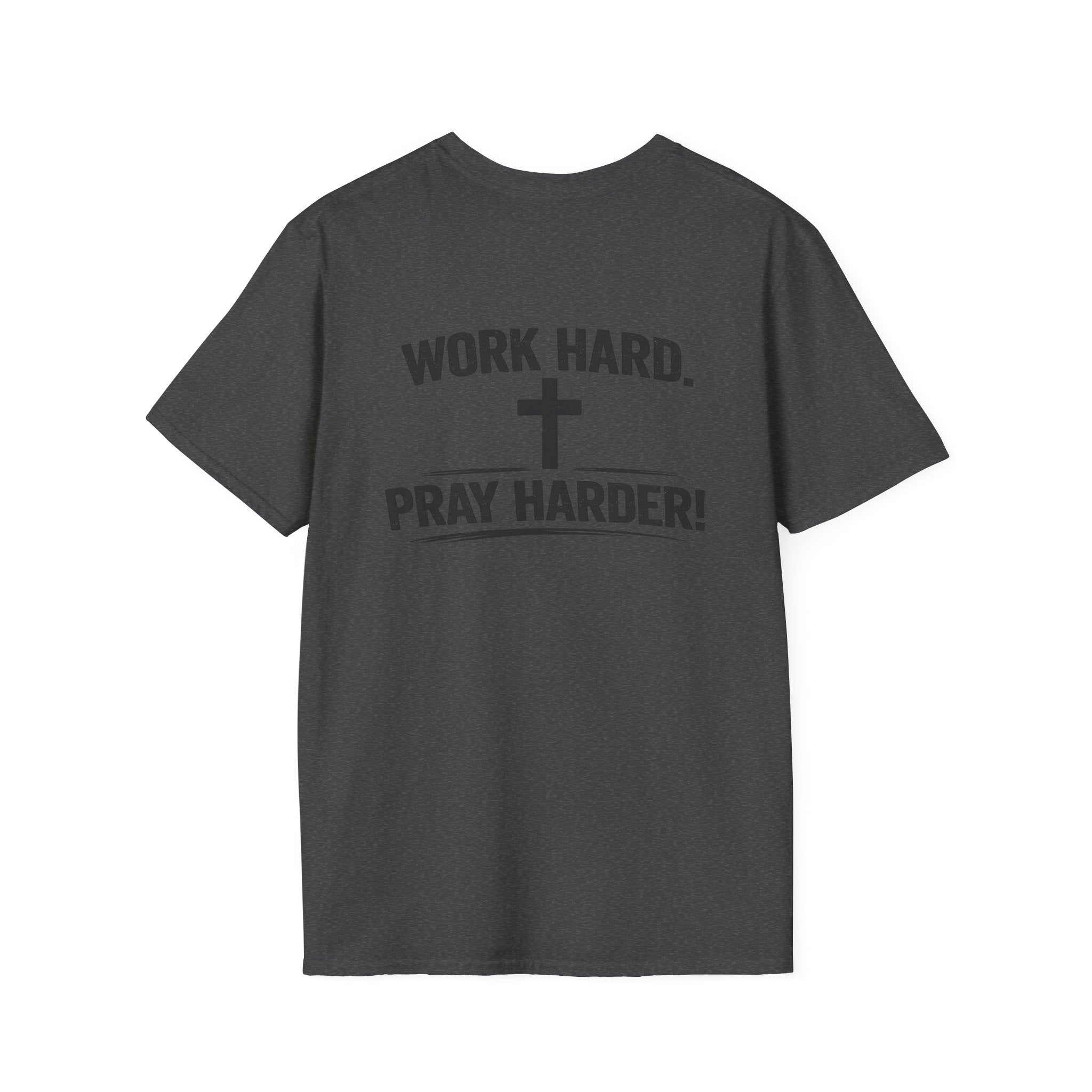 Work Hard Pray Harder T-Shirt — Christian Faith Shirt with Cross (Hilltop)