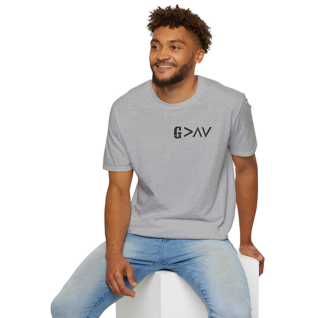 Hilltop Cross T-Shirt — Faith Graphic Tee with Vertical Cross Design
