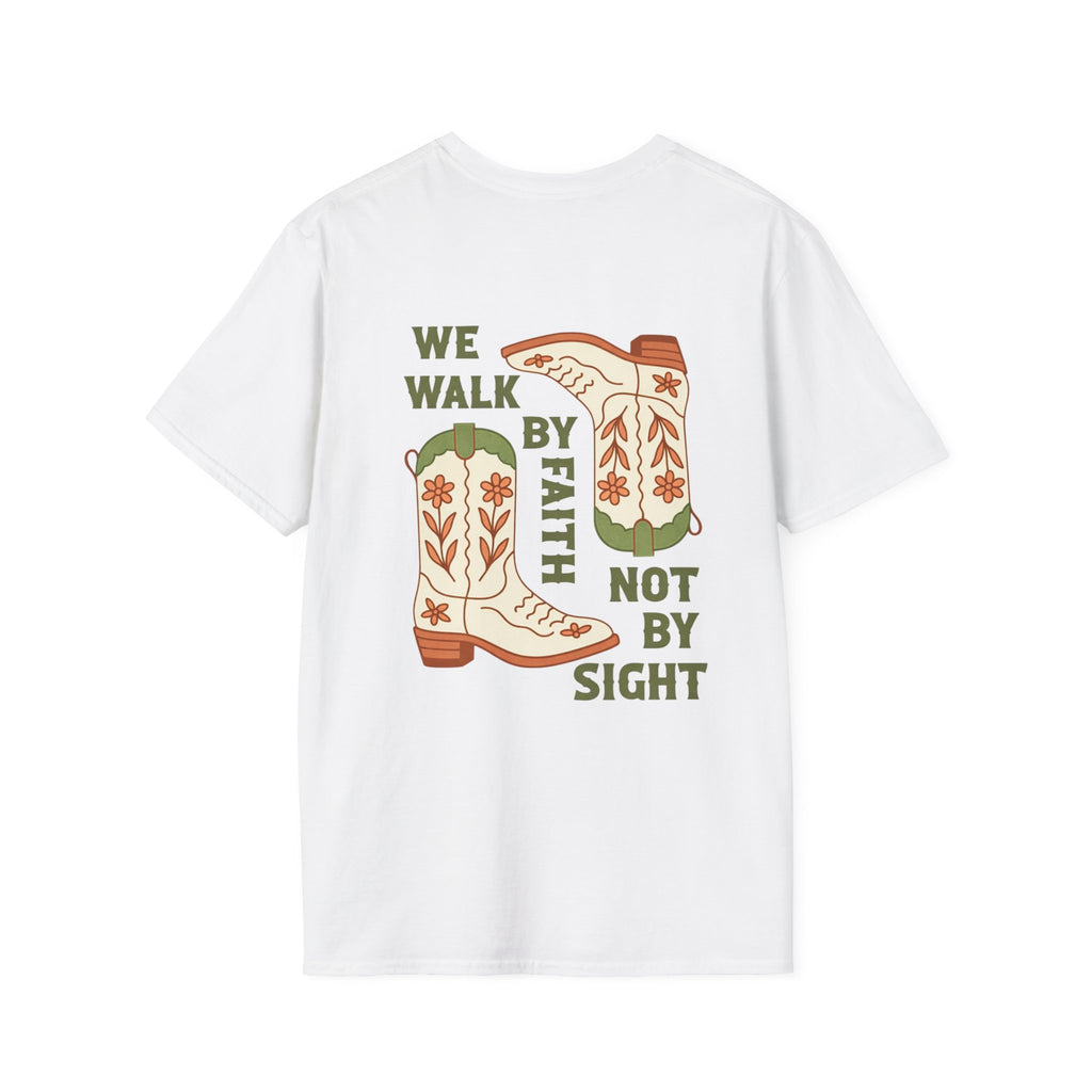 Walk By Faith T-Shirt — Christian Cowboy Boots Graphic Tee