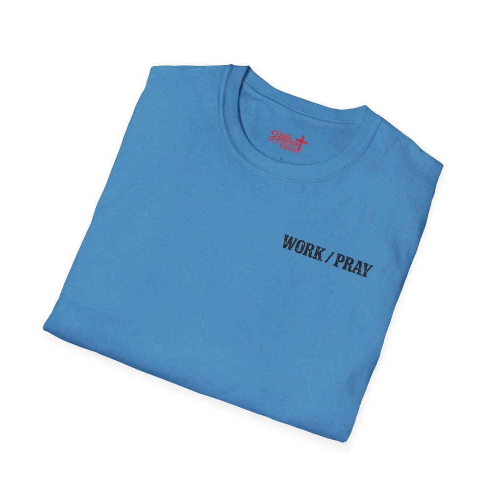 Work Hard Pray Harder T-Shirt — Christian Faith Shirt with Cross (Hilltop)