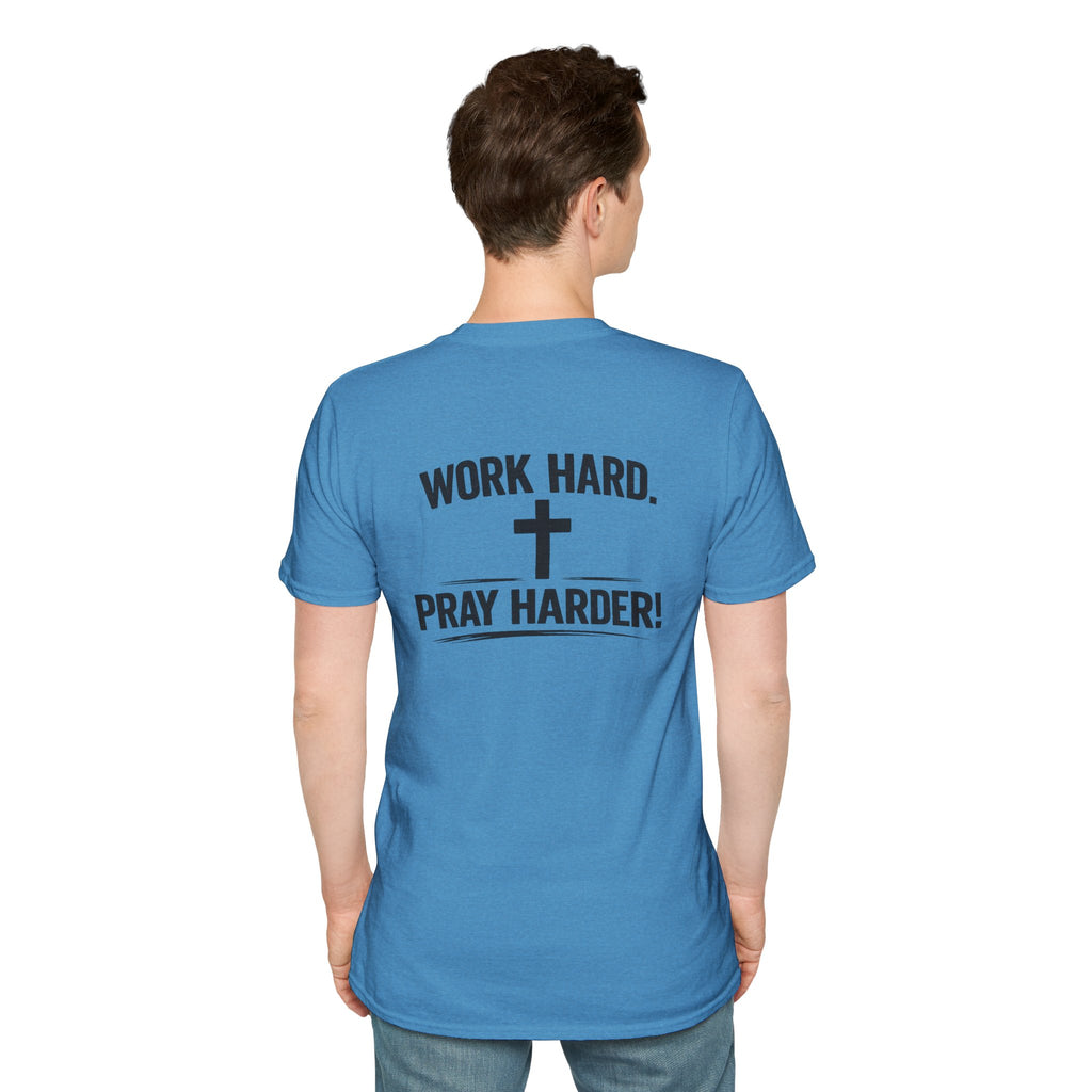 Work Hard Pray Harder T-Shirt — Christian Faith Shirt with Cross (Hilltop)
