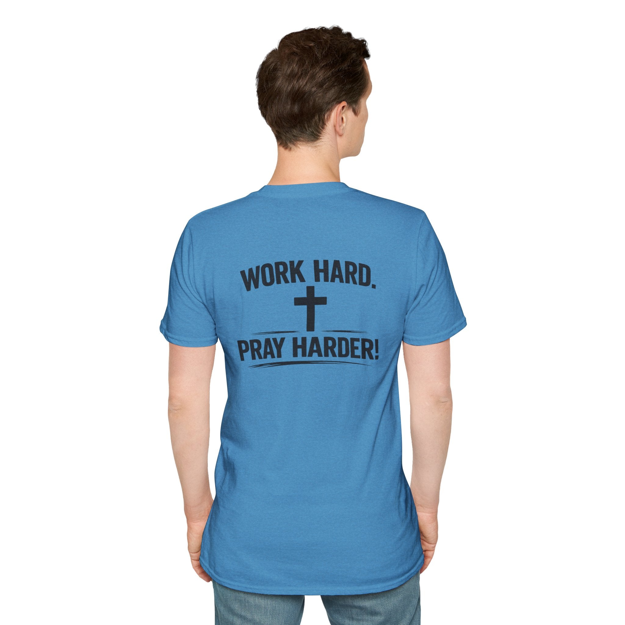 Work Hard Pray Harder T-Shirt — Christian Faith Shirt with Cross (Hilltop)