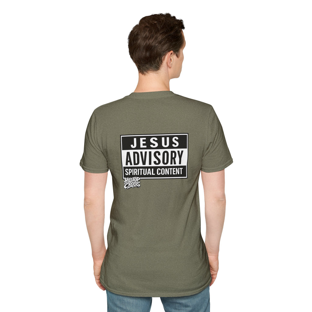Christian T-Shirt — "Jesus Advisory: Spiritual Content" Graphic Tee