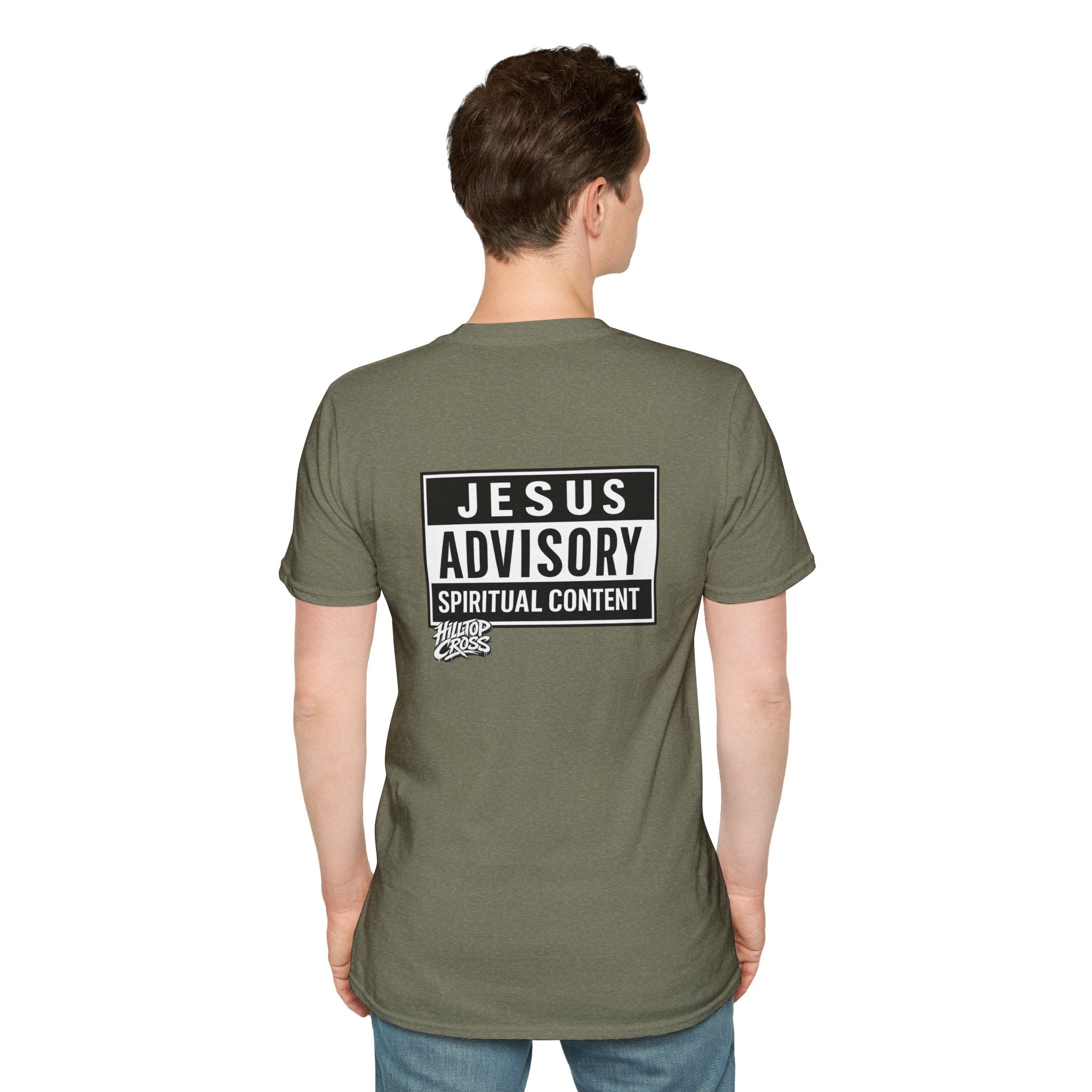 Christian T-Shirt — "Jesus Advisory: Spiritual Content" Graphic Tee