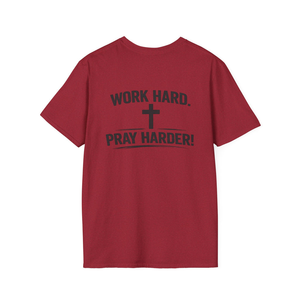 Work Hard Pray Harder T-Shirt — Christian Faith Shirt with Cross (Hilltop)