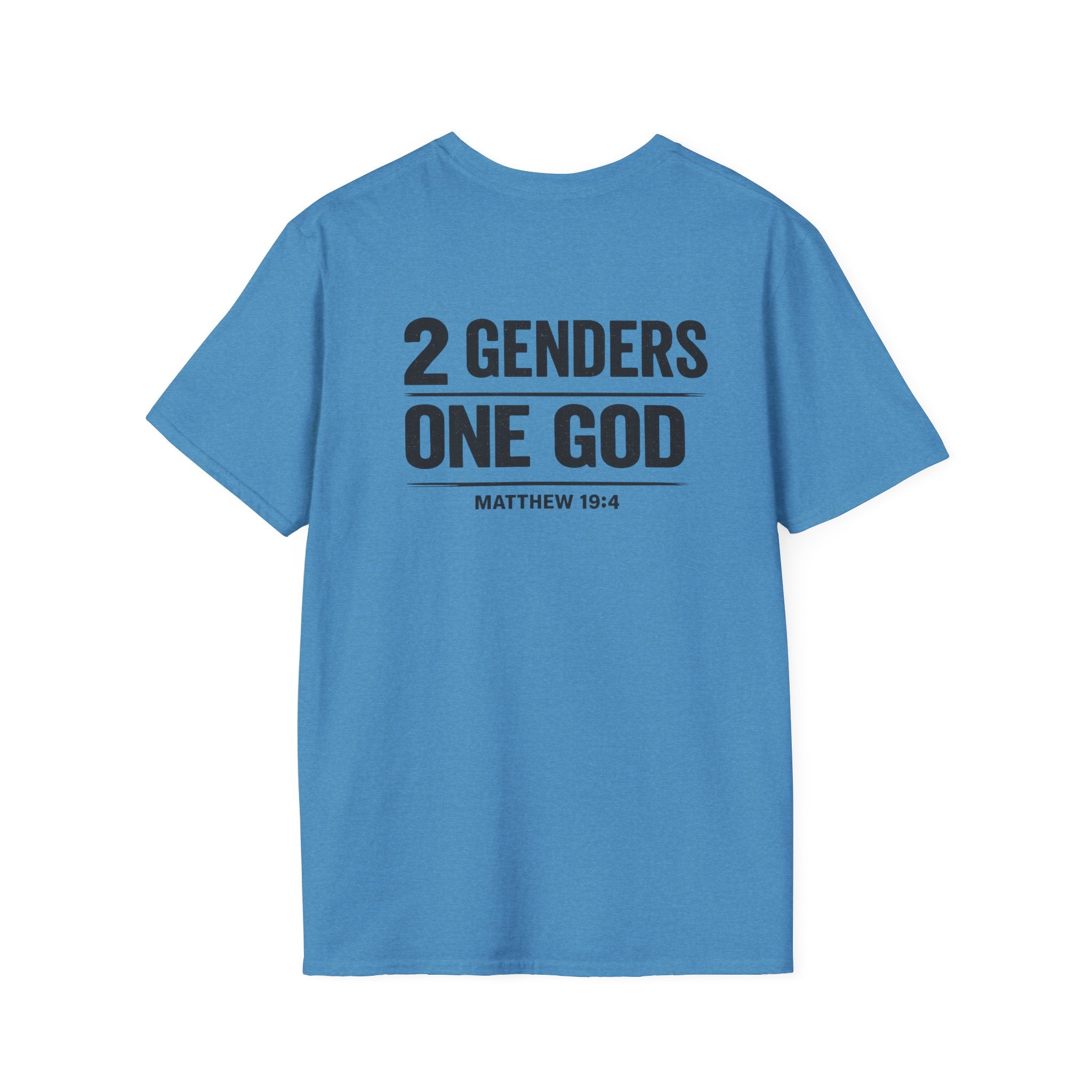 Religious T-Shirt - "2 Genders One God" Matthew 19:4 Church Hilltop Tee