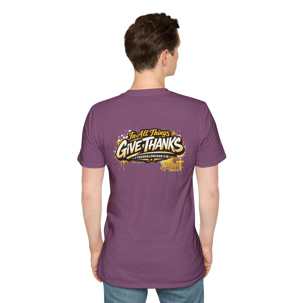 Christian T-Shirt — "In All Things Give Thanks" Church Tee