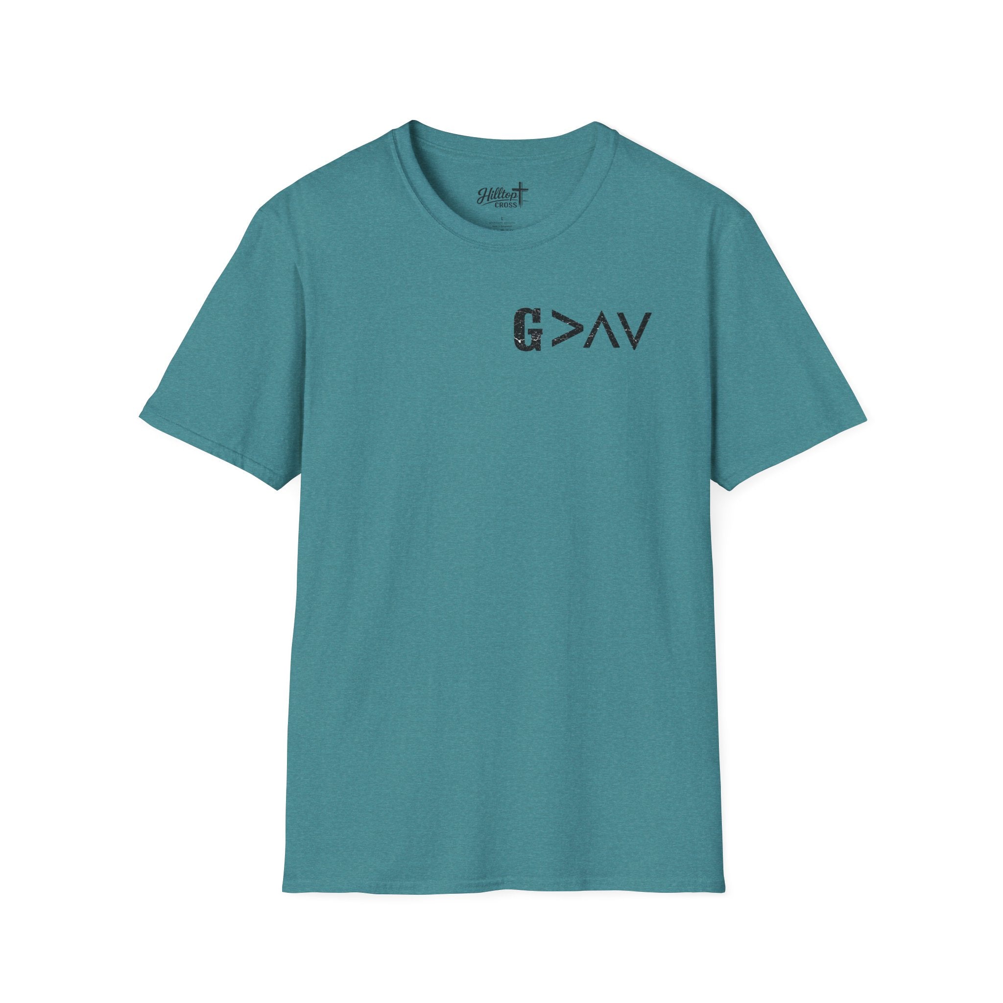 Hilltop Cross T-Shirt — Faith Graphic Tee with Vertical Cross Design