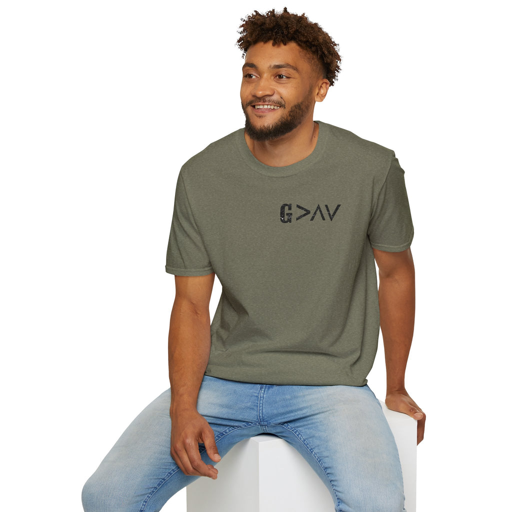 Hilltop Cross T-Shirt — Faith Graphic Tee with Vertical Cross Design