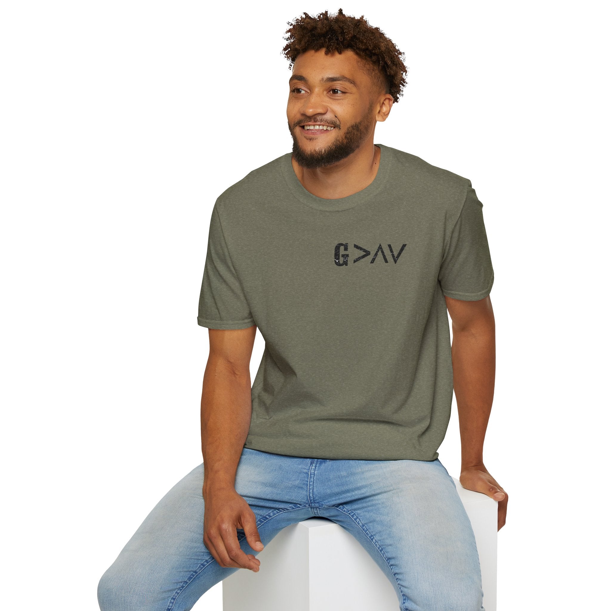 Hilltop Cross T-Shirt — Faith Graphic Tee with Vertical Cross Design