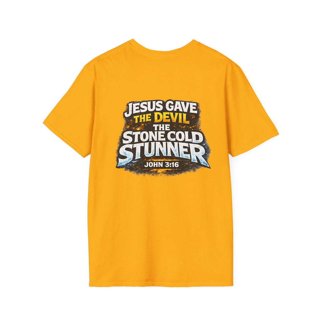 3:16 Christian T-Shirt — “Jesus Gave the Devil the Stone Cold Stunner” Graphic Tee