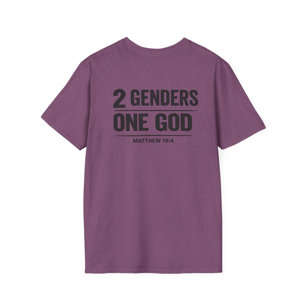 Religious T-Shirt - "2 Genders One God" Matthew 19:4 Church Hilltop Tee