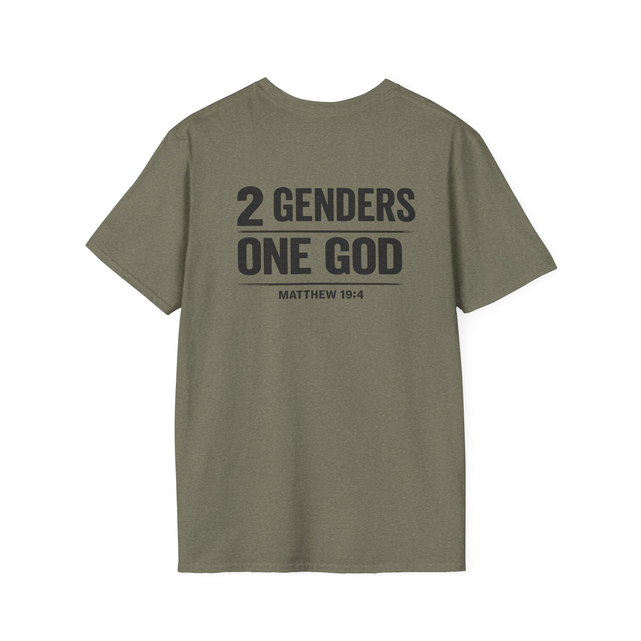 Religious T-Shirt - "2 Genders One God" Matthew 19:4 Church Hilltop Tee