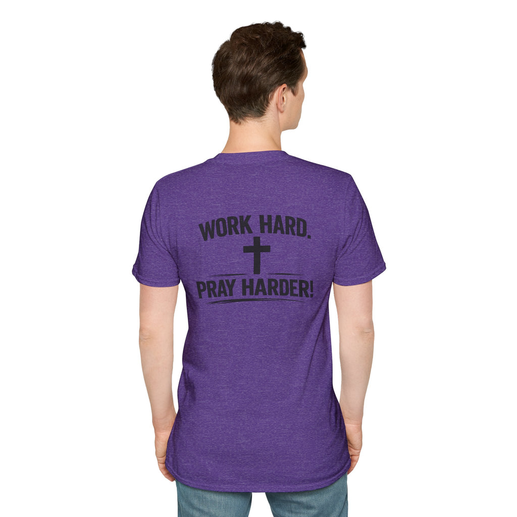 Work Hard Pray Harder T-Shirt — Christian Faith Shirt with Cross (Hilltop)