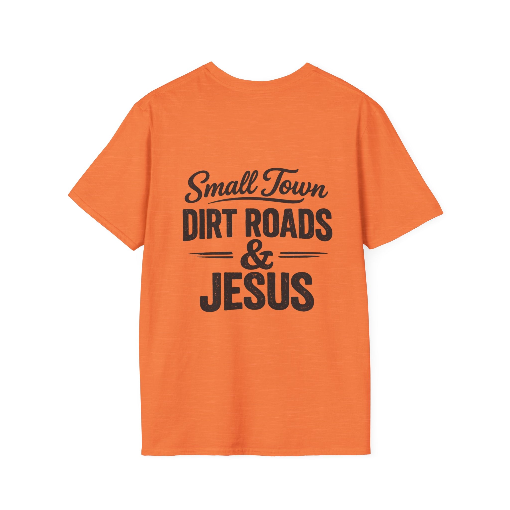 Hilltop Cross T-Shirt — "Small Town Dirt Roads & Jesus" Graphic Tee