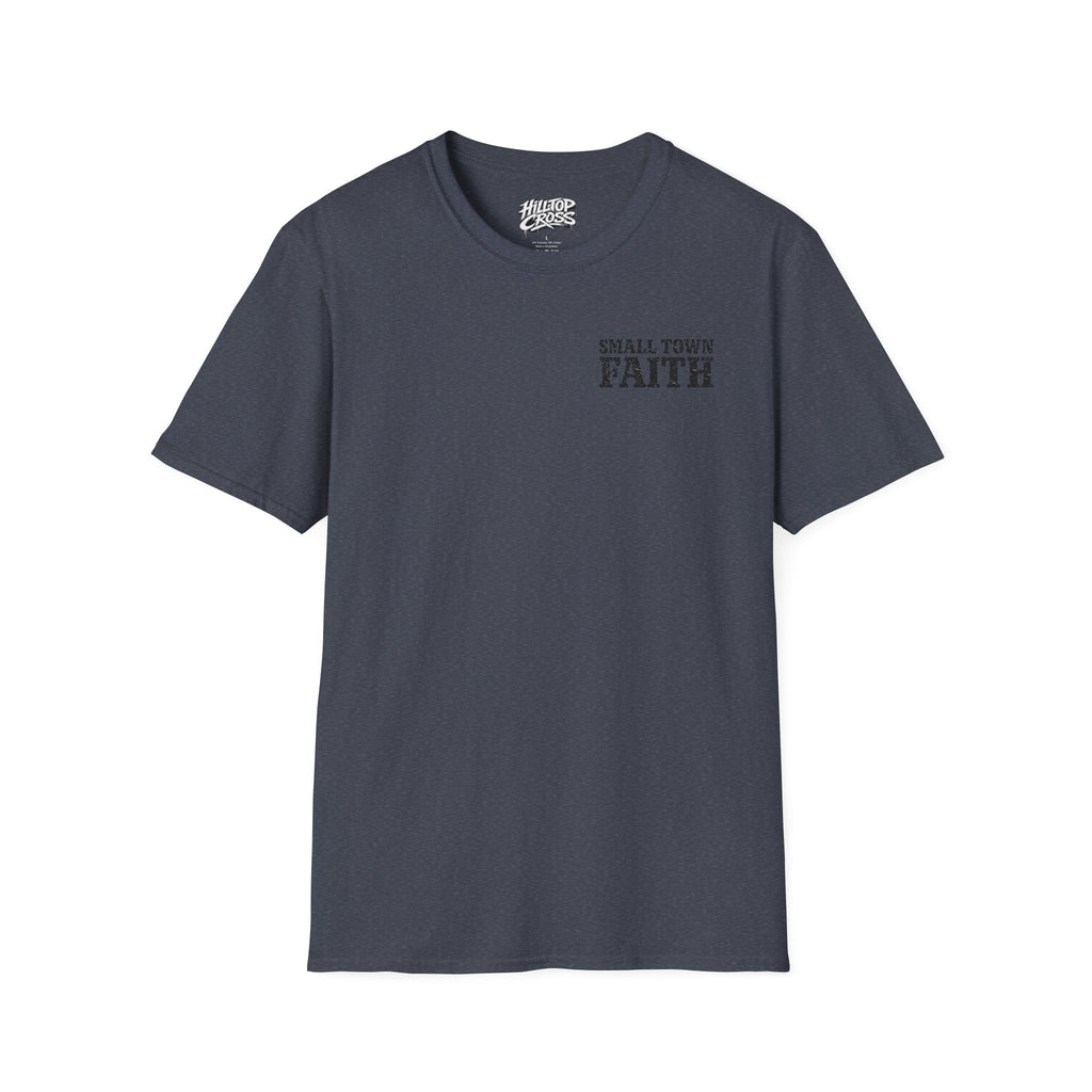 Hilltop Cross T-Shirt — "Small Town Dirt Roads & Jesus" Graphic Tee