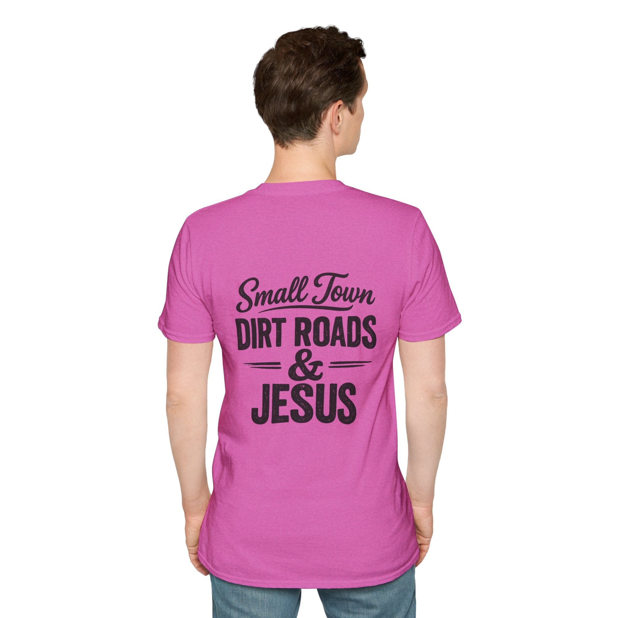 Hilltop Cross T-Shirt — "Small Town Dirt Roads & Jesus" Graphic Tee