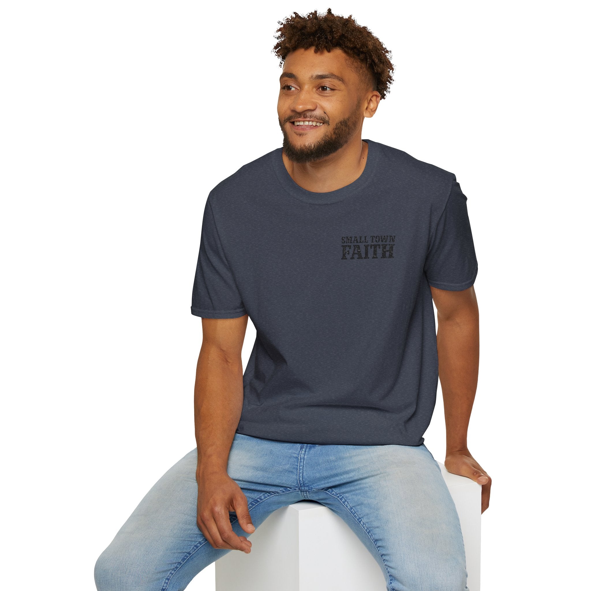 Hilltop Cross T-Shirt — "Small Town Dirt Roads & Jesus" Graphic Tee