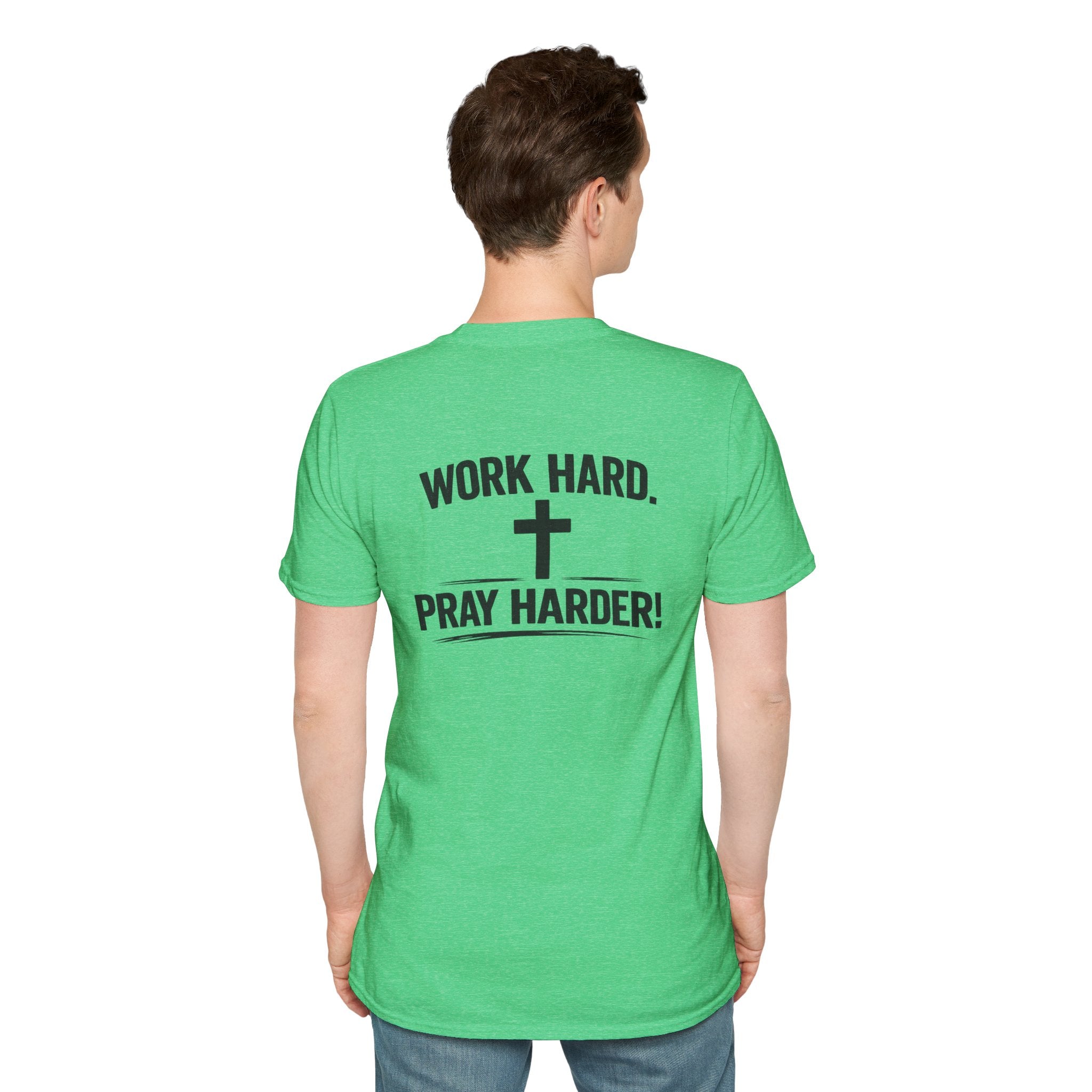 Work Hard Pray Harder T-Shirt — Christian Faith Shirt with Cross (Hilltop)