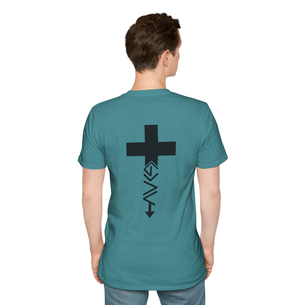 Hilltop Cross T-Shirt — Faith Graphic Tee with Vertical Cross Design