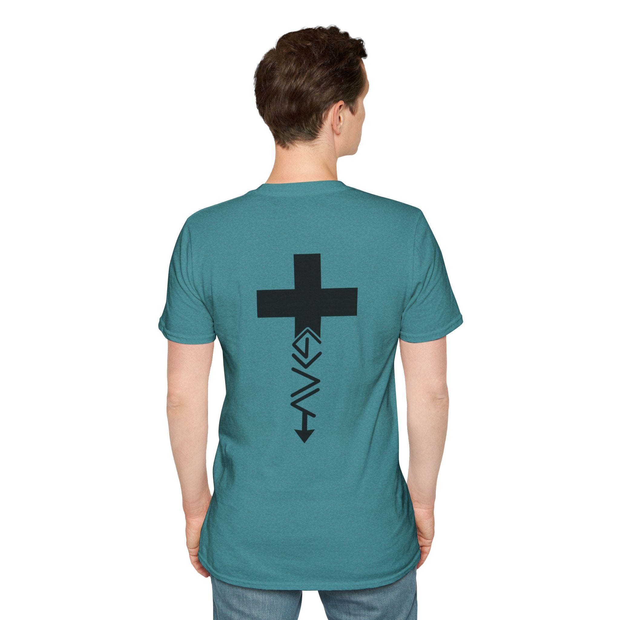Hilltop Cross T-Shirt — Faith Graphic Tee with Vertical Cross Design