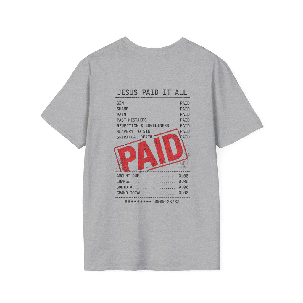 Paid — Christian T-Shirt ("Jesus Paid It All" Receipt Design)