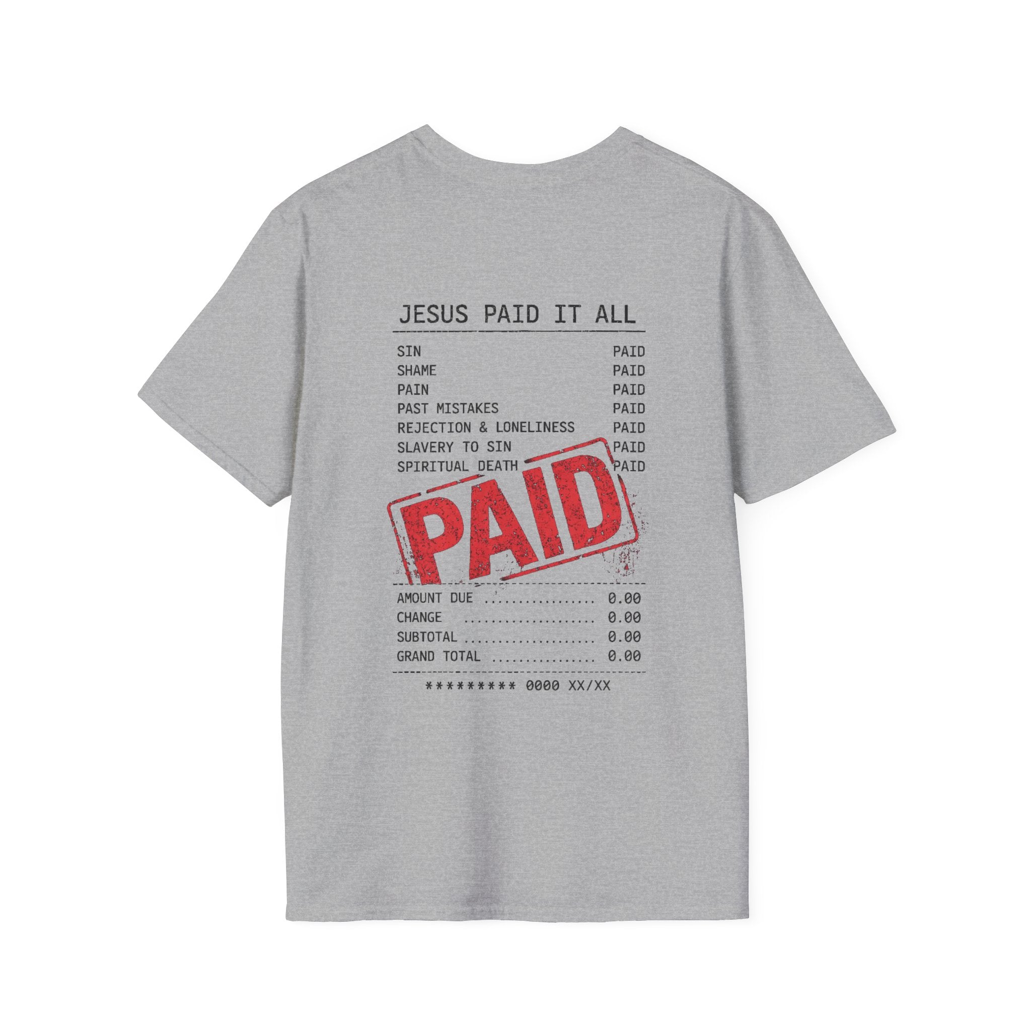 Paid — Christian T-Shirt ("Jesus Paid It All" Receipt Design)