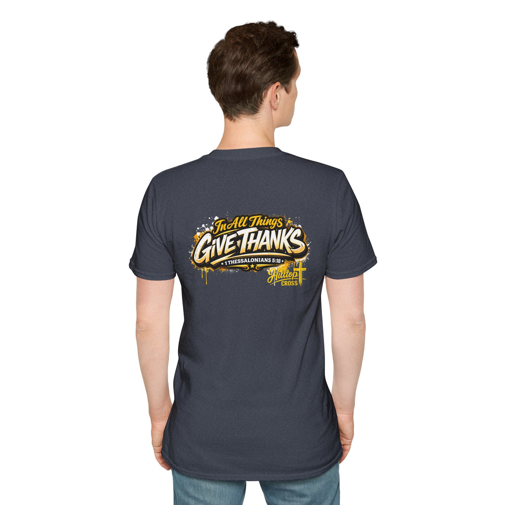 Christian T-Shirt — "In All Things Give Thanks" Church Tee