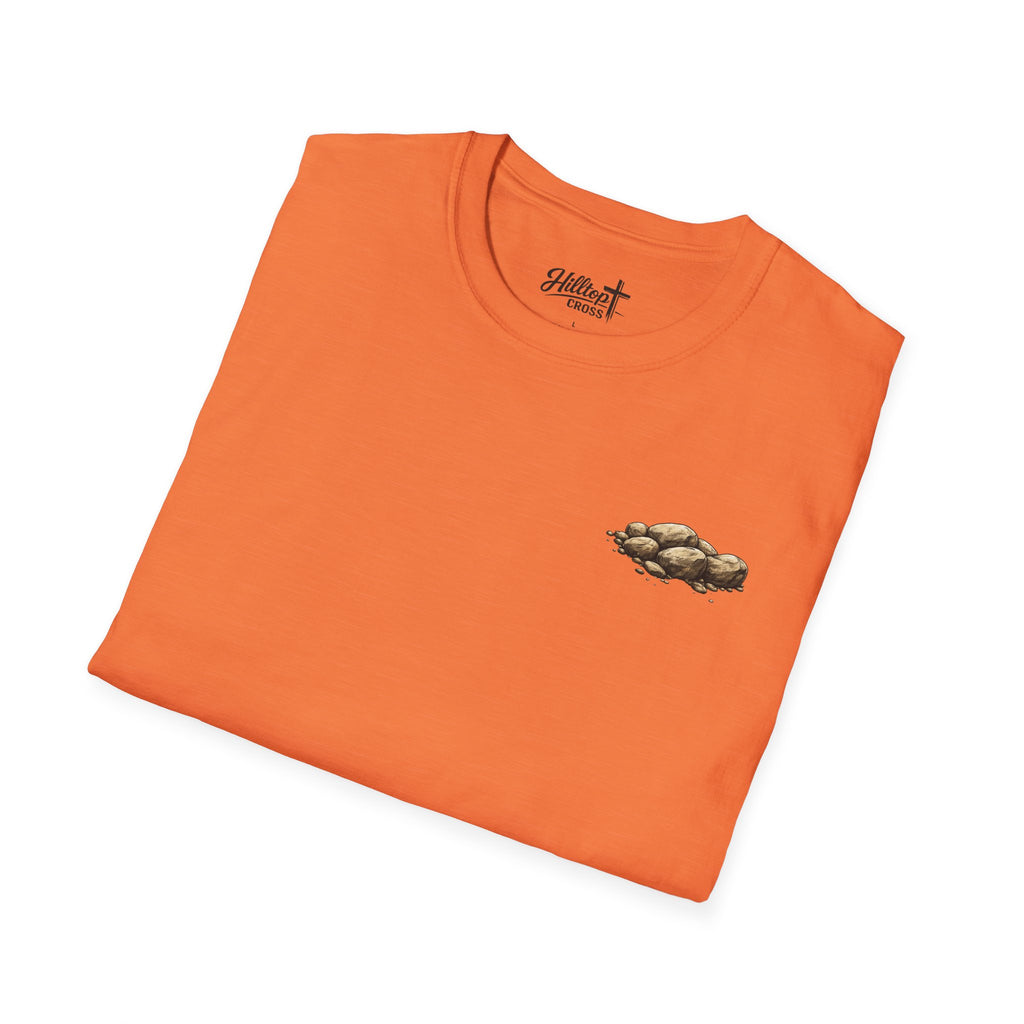 Inspirational Christian T-Shirt — "The Stones in My Hand" Faith Graphic