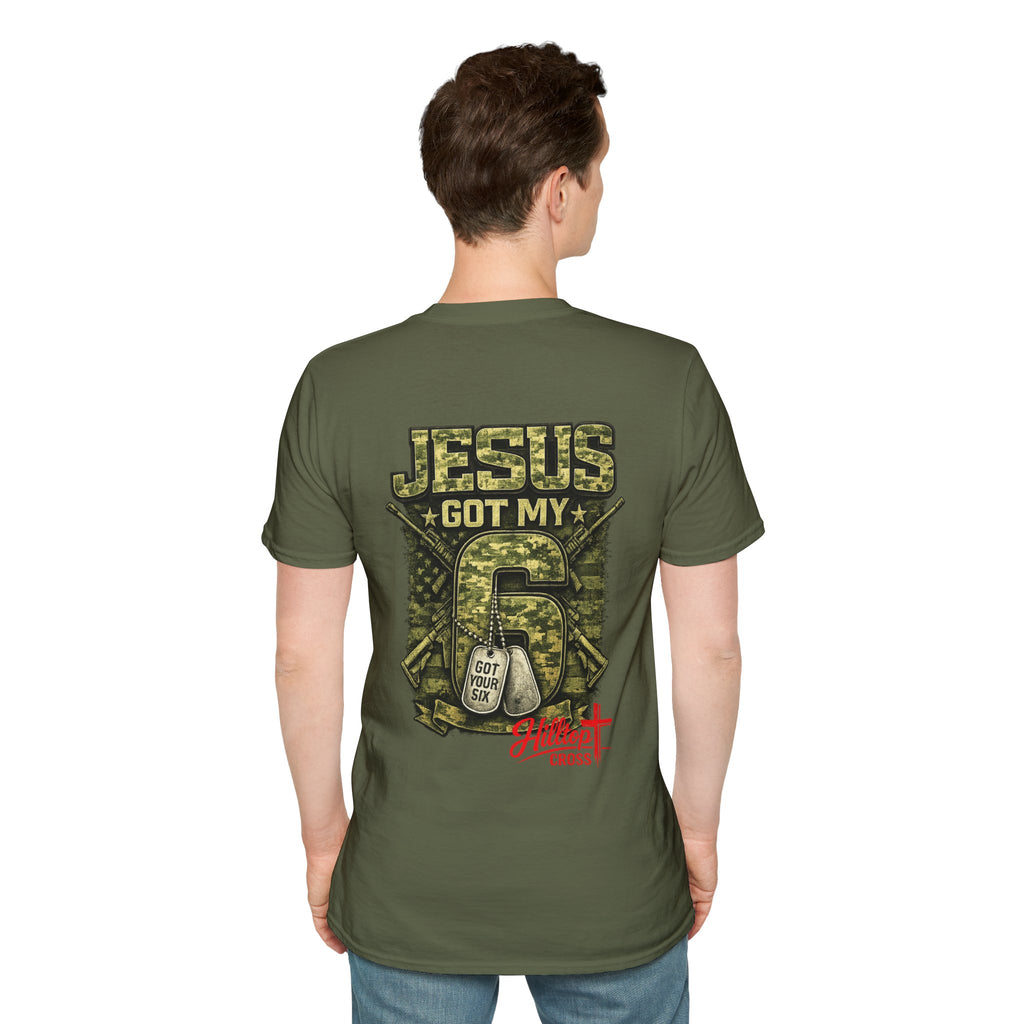 Jesus Got My 6 T-Shirt — Military Camo Christian Graphic Tee