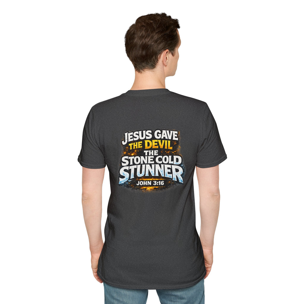 3:16 Christian T-Shirt — “Jesus Gave the Devil the Stone Cold Stunner” Graphic Tee