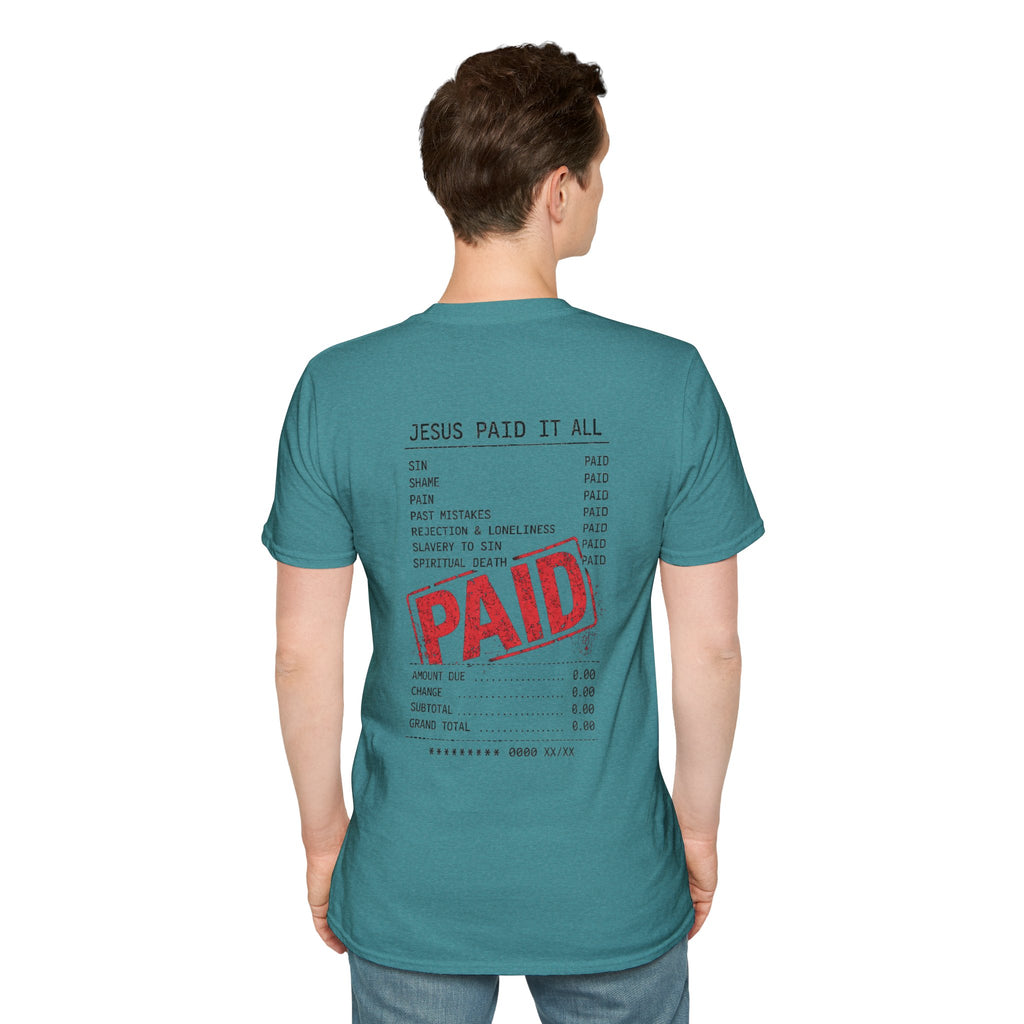 Paid — Christian T-Shirt ("Jesus Paid It All" Receipt Design)