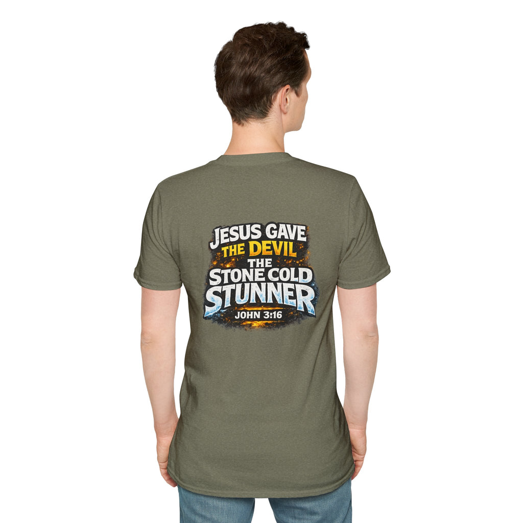 3:16 Christian T-Shirt — “Jesus Gave the Devil the Stone Cold Stunner” Graphic Tee