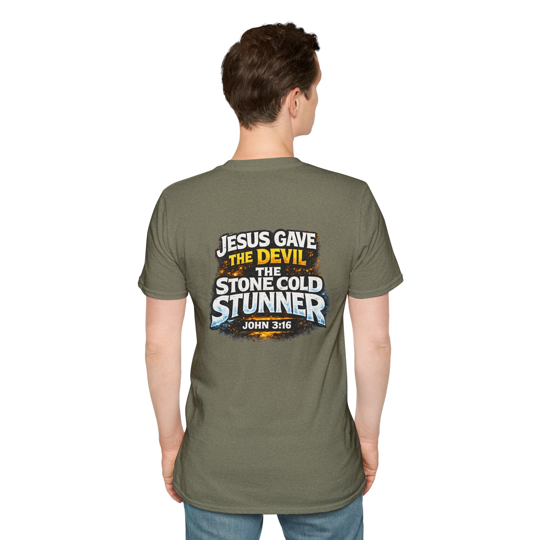3:16 Christian T-Shirt — “Jesus Gave the Devil the Stone Cold Stunner” Graphic Tee