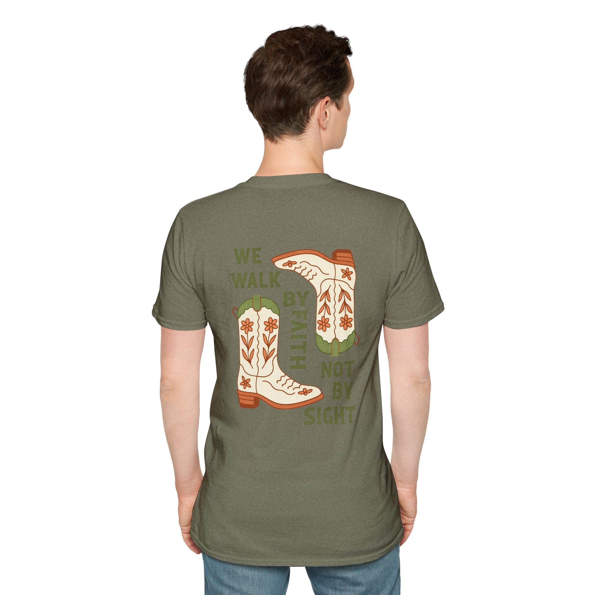 Walk By Faith T-Shirt — Christian Cowboy Boots Graphic Tee