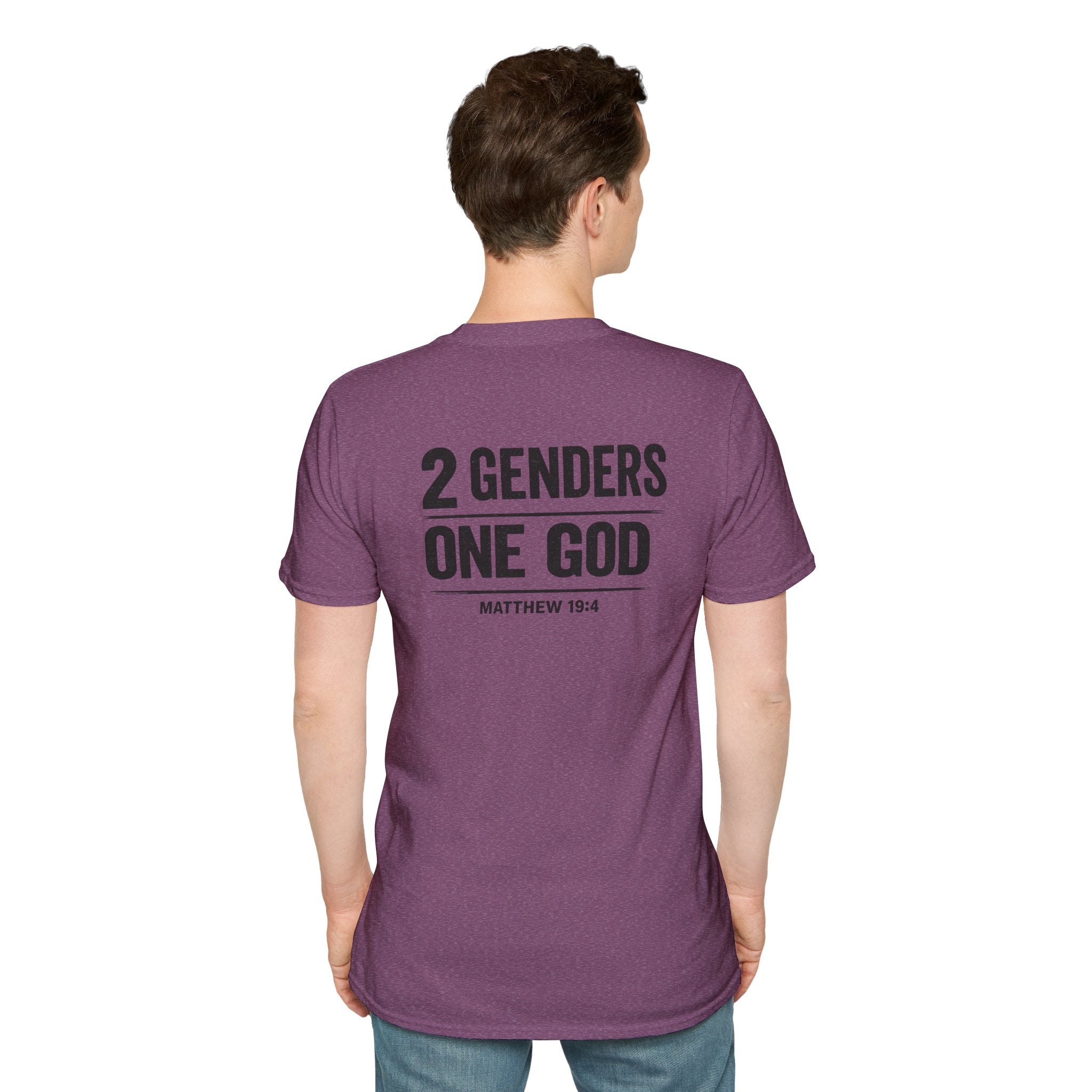 Religious T-Shirt - "2 Genders One God" Matthew 19:4 Church Hilltop Tee
