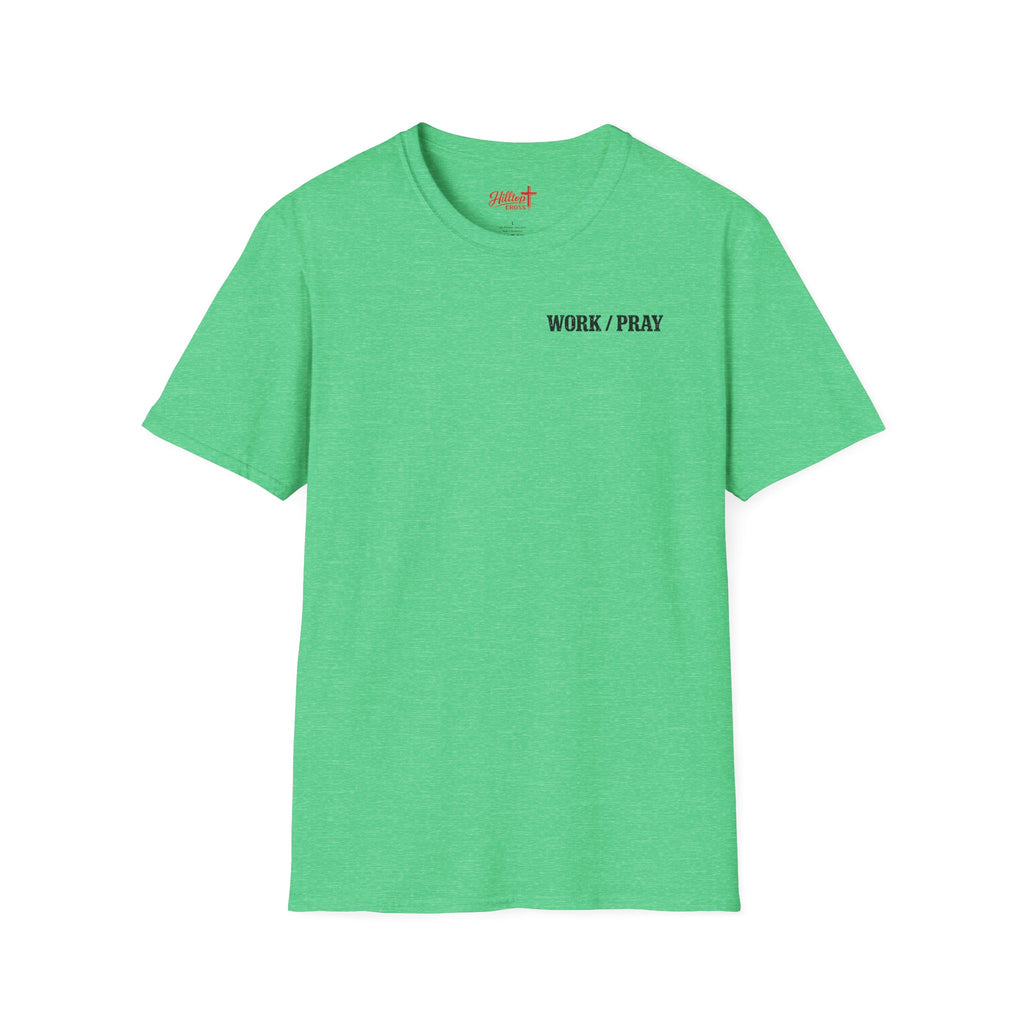 Work Hard Pray Harder T-Shirt — Christian Faith Shirt with Cross (Hilltop)