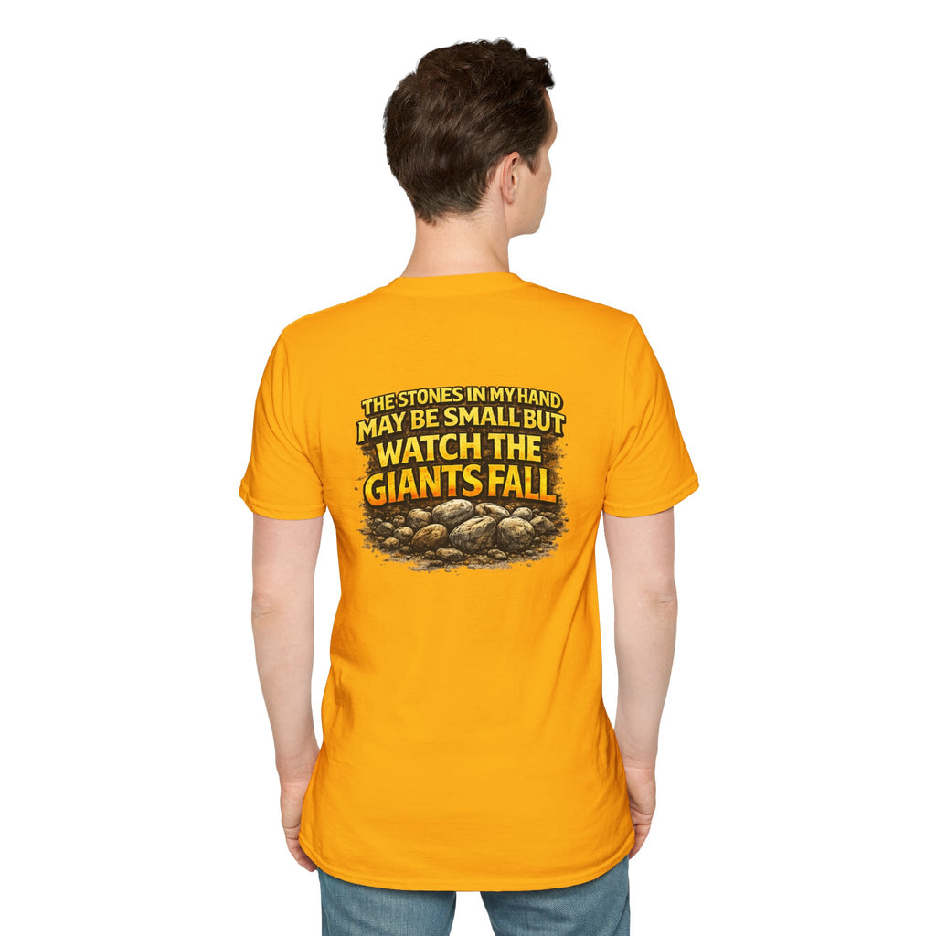 Inspirational Christian T-Shirt — "The Stones in My Hand" Faith Graphic