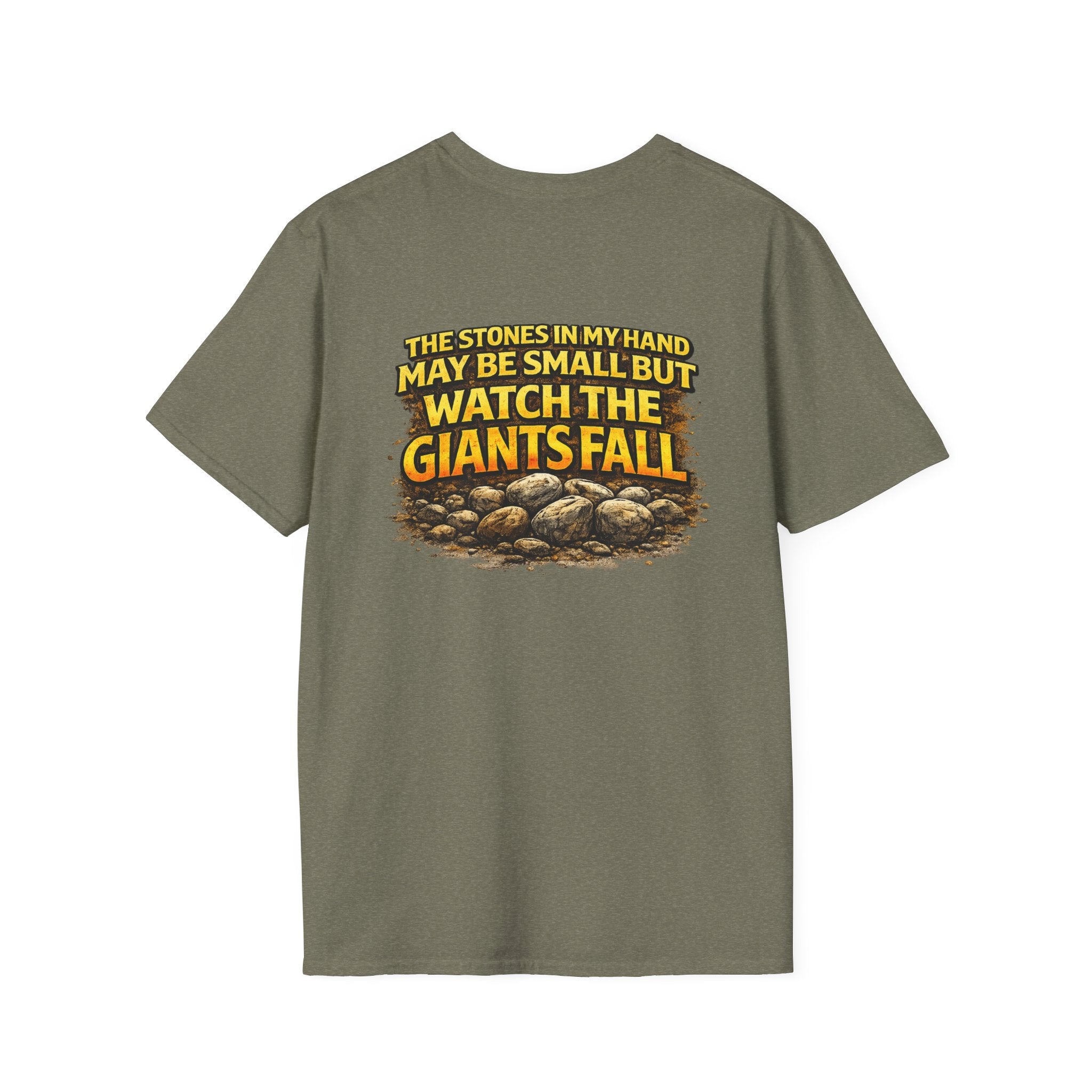 Inspirational Christian T-Shirt — "The Stones in My Hand" Faith Graphic