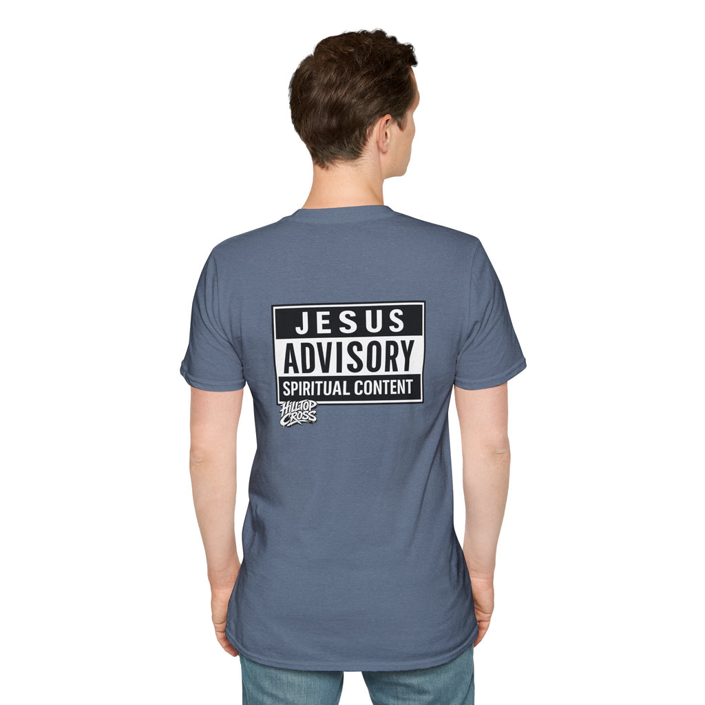 Christian T-Shirt — "Jesus Advisory: Spiritual Content" Graphic Tee