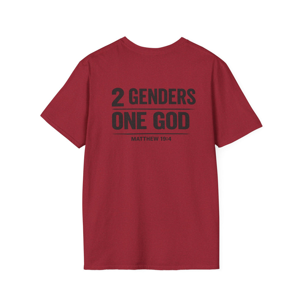 Religious T-Shirt - "2 Genders One God" Matthew 19:4 Church Hilltop Tee