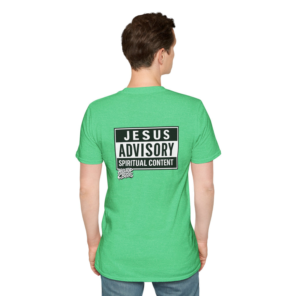 Christian T-Shirt — "Jesus Advisory: Spiritual Content" Graphic Tee