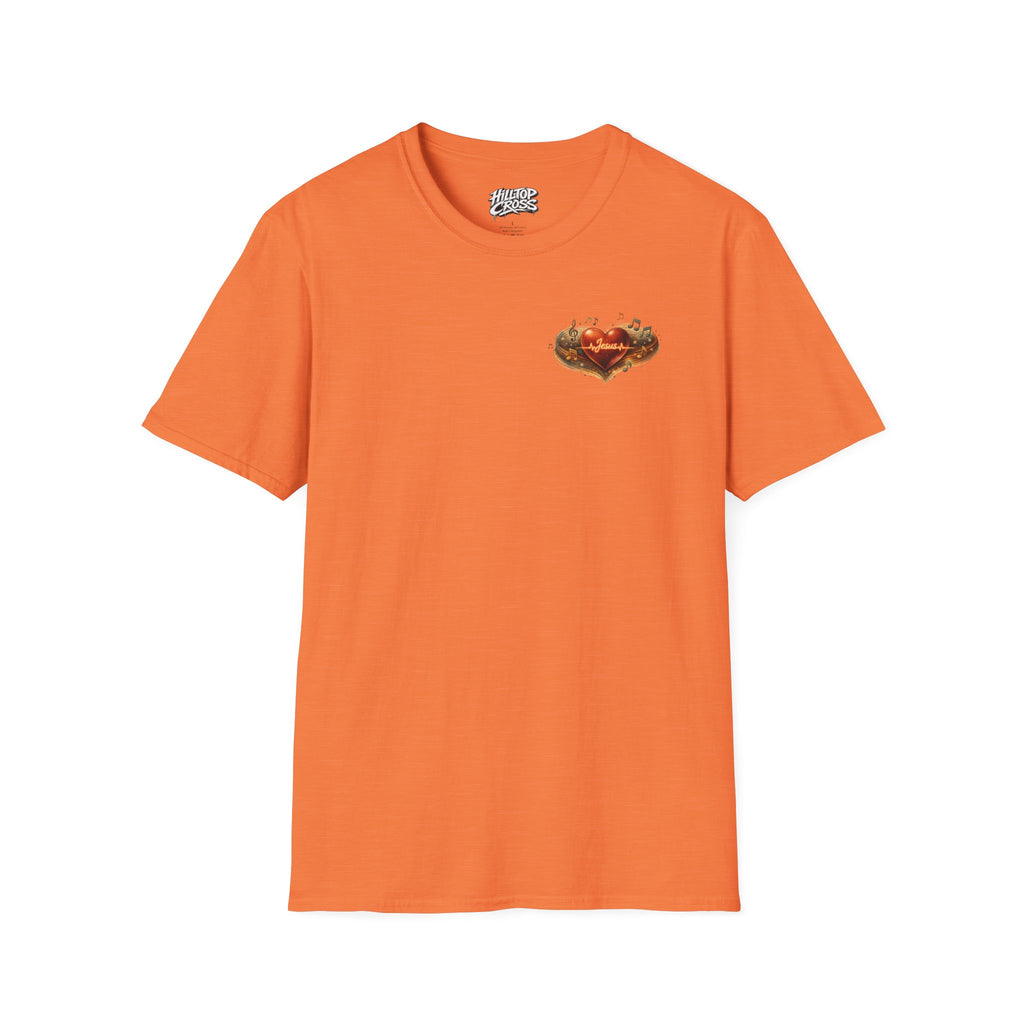 Christian Graphic T-Shirt — "Ridin' With My Jesus Music" Church Truck Cross Design