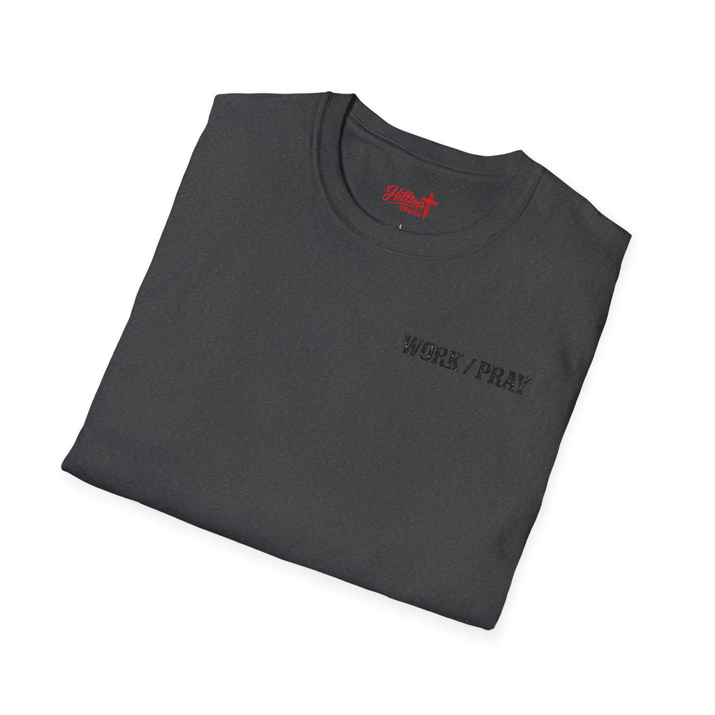 Work Hard Pray Harder T-Shirt — Christian Faith Shirt with Cross (Hilltop)